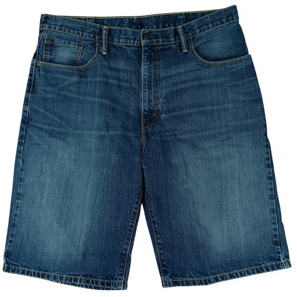 Levis 569 Denim Shorts Mens 38 Blue Wash Fade Loose Street Skate - Picture 2 of 14